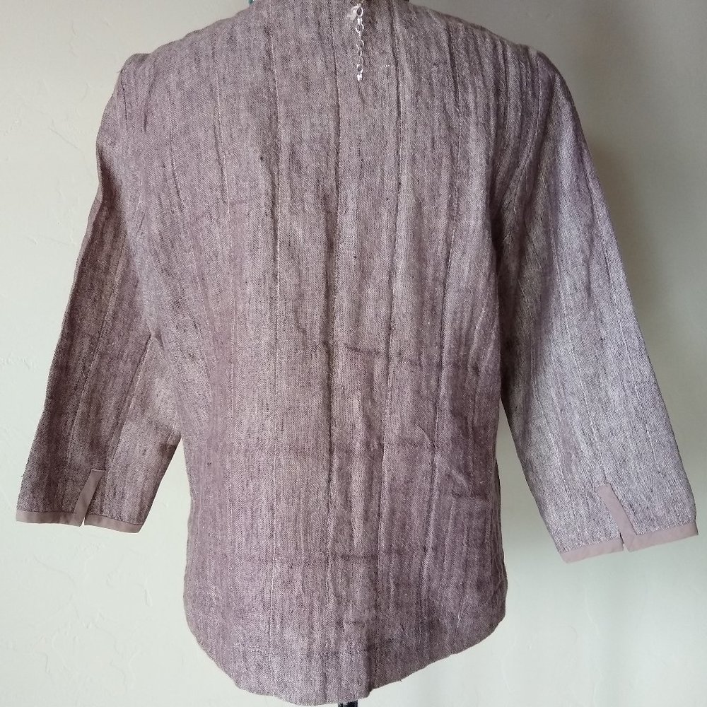 Eileen Fisher Linen Cotton Blend Tie Front Jacket - Picture 4 of 7